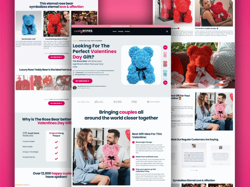 Sales landing page for a gift brand
